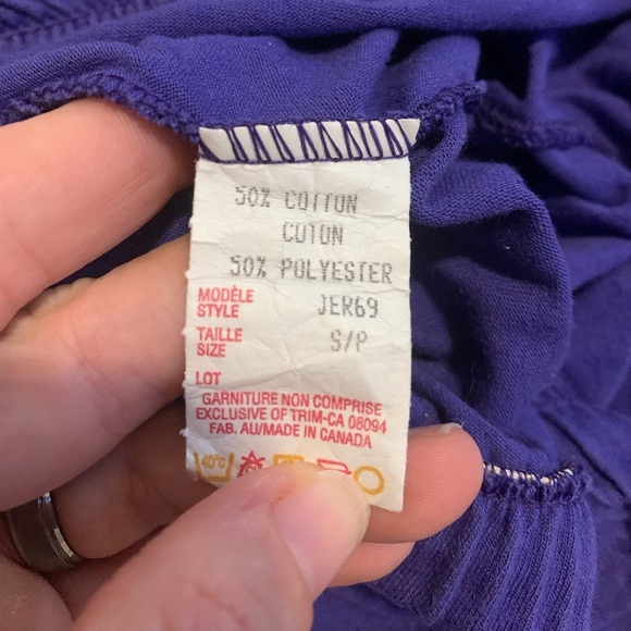 Vintage Bright Purple 50/50 Cotton Poly Knit Elastic Waist Lounge Pants S/P - Picture 3 of 5